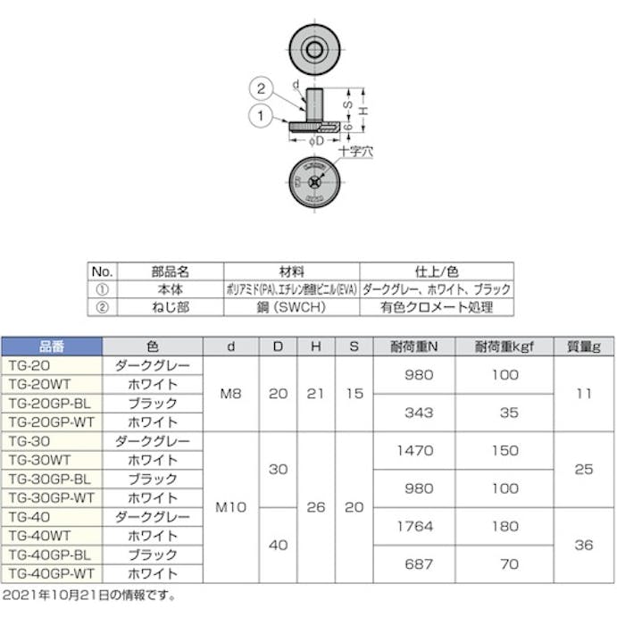 【CAINZ-DASH】スガツネ工業 （２００９３６８４８）ＴＧ－２０ＷＴ薄型アジャスター TG-20WT【別送品】