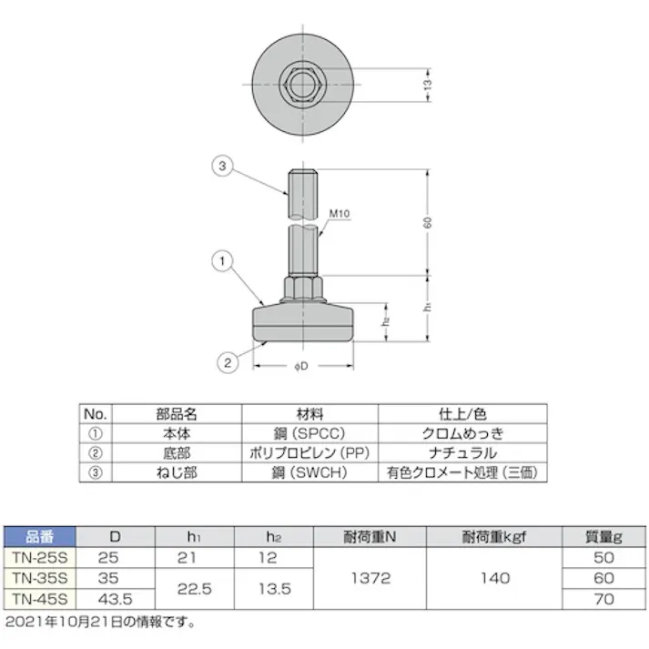 【CAINZ-DASH】スガツネ工業 (200140251)TN-45S アジャスター TN-S型 TN-45S【別送品】