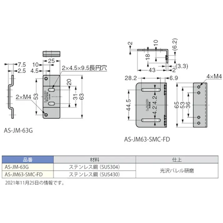 【CAINZ-DASH】スガツネ工業 (140010544)AS-JM63-SMC-FDステンレス鋼製ブラケット AS-JM63-SMC-FD【別送品】