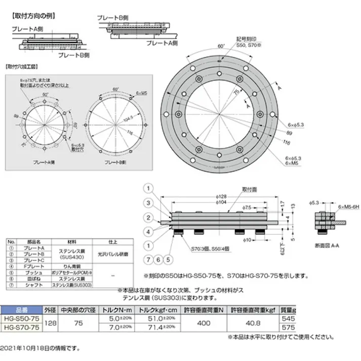【CAINZ-DASH】スガツネ工業 (170029730)HG-S50-75スイベルトルクヒンジ HG-S50-75【別送品】