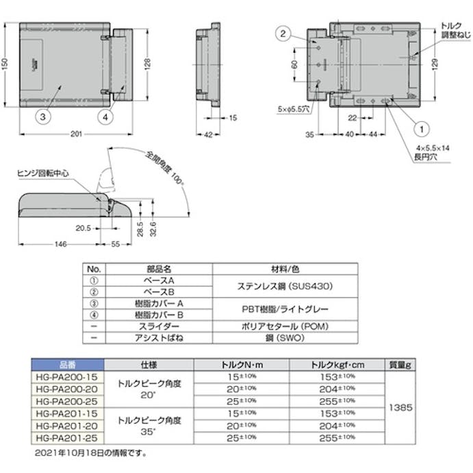 【CAINZ-DASH】スガツネ工業 （１７００２９７４２）ＨＧ－ＰＡ２０１－２０パワーアシストヒンジ HG-PA201-20【別送品】