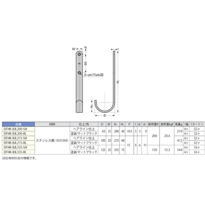 【CAINZ-DASH】スガツネ工業 (110051096)DFHK-BJL335-BL ステンレス鋼製ビッグフック DFHK-BJL335-BL【別送品】