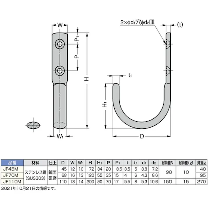 【CAINZ-DASH】スガツネ工業 (110020071)JF45Mステンレス鋼製ジャンボフック JF45M【別送品】