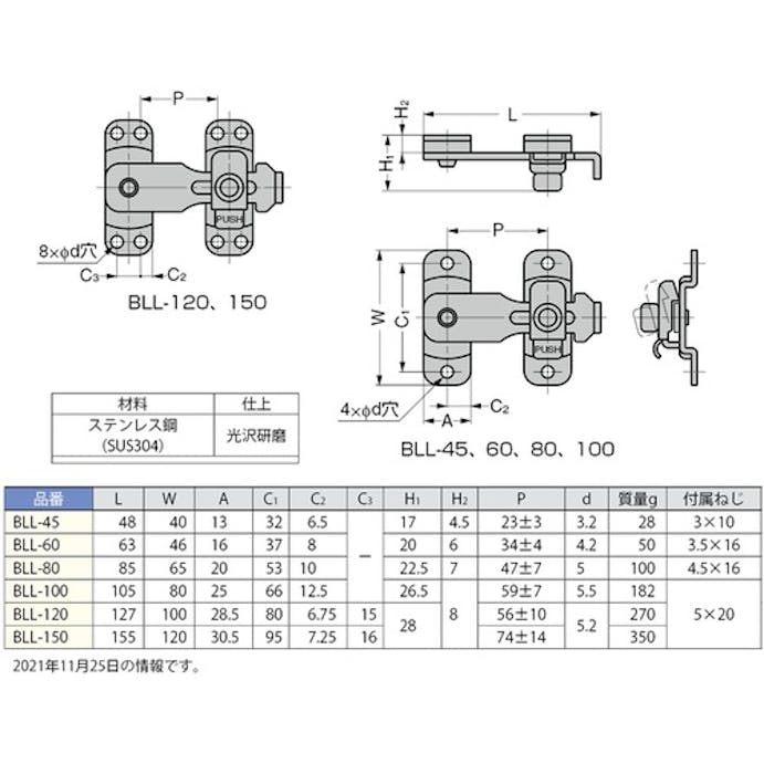 【CAINZ-DASH】スガツネ工業 （１４００５９０７４）ＢＬＬ－６０ステンレス鋼製　打掛 BLL-60【別送品】