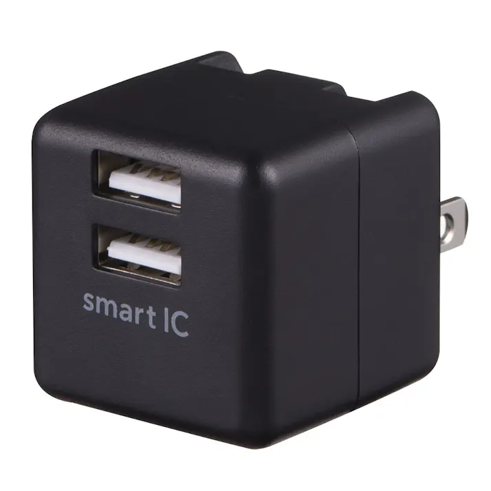 2ポートAC充電器 ブラック GH-ACU2F-BK