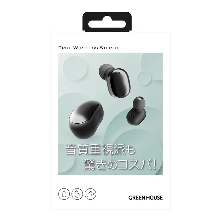 完全ワイヤレスイヤホン GH-TWSUAシリーズ ブラック GH-TWSUA-BK