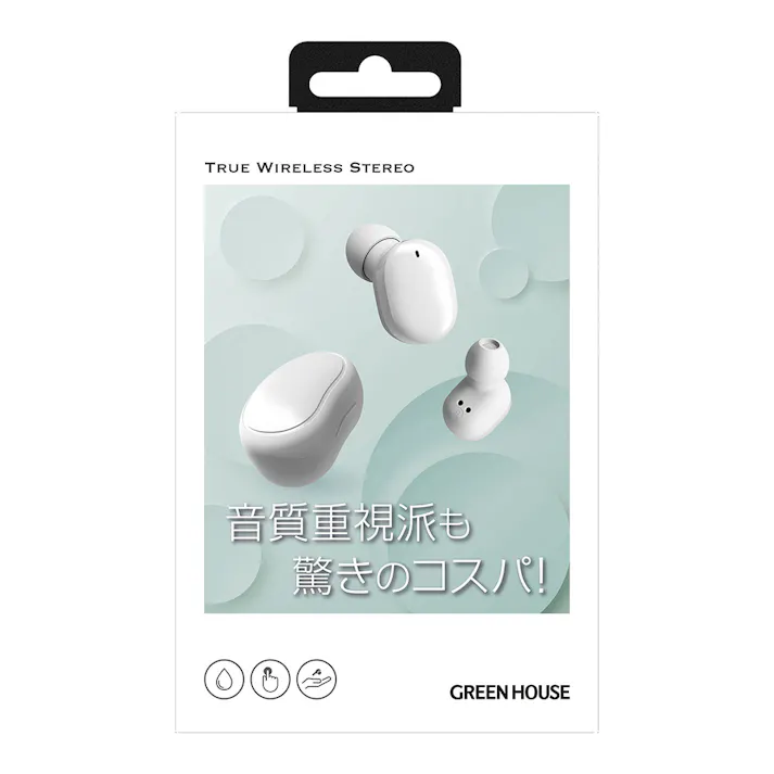 完全ワイヤレスイヤホン GH-TWSUAシリーズ ホワイト GH-TWSUA-WH