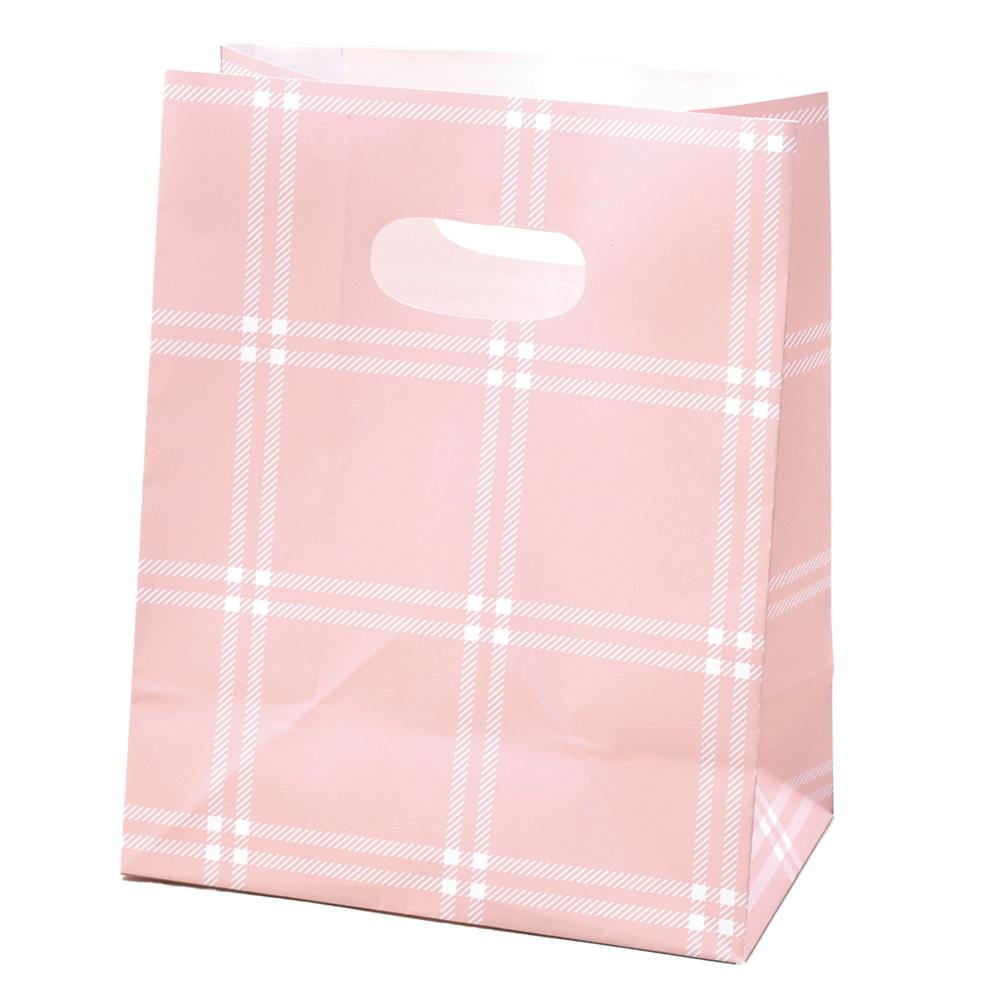 小判抜きバッグ チェック ピンク