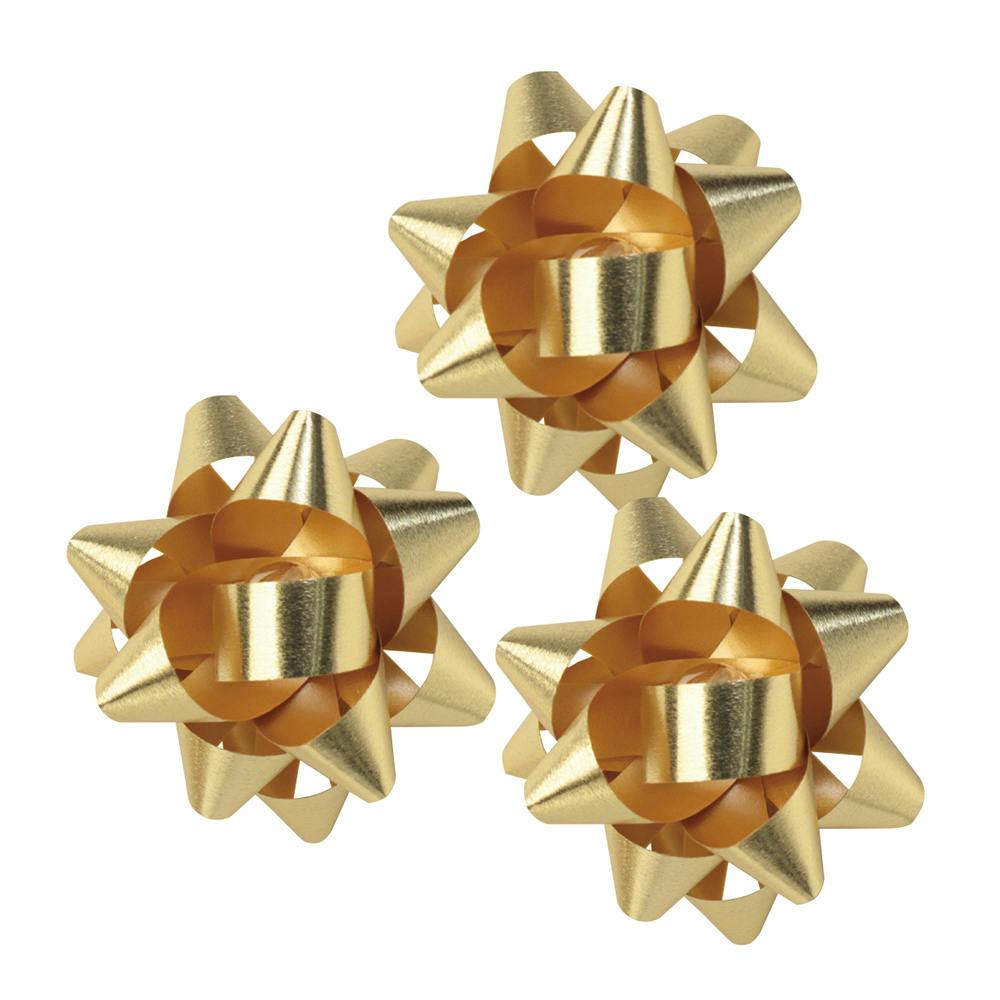 リボン スターボウ 40mm ワンタッチシール式 金色 3個入