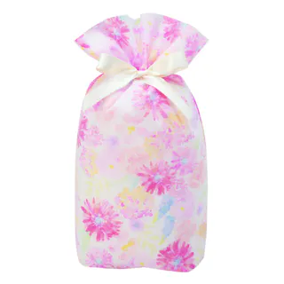 巾着 グリタリングフラワー ピンク M