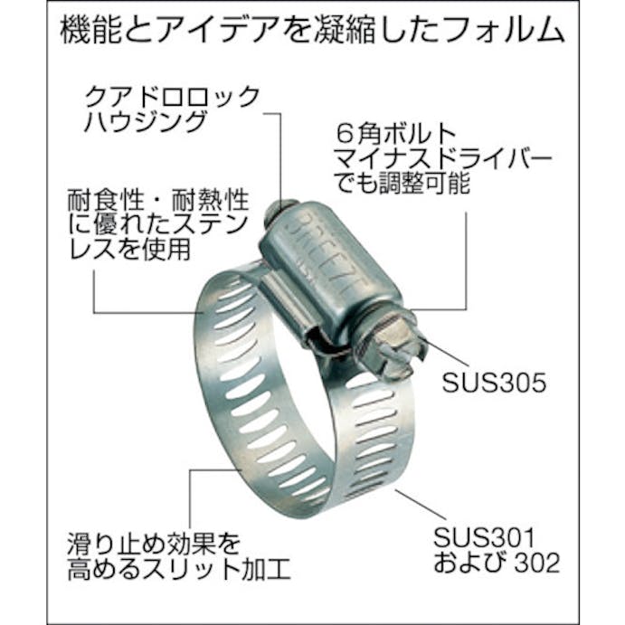 【CAINZ-DASH】ブリーズ ステンレスホースバンド　締付径　９２．０ｍｍ～１６５．０ｍｍ　１０個入 63096【別送品】