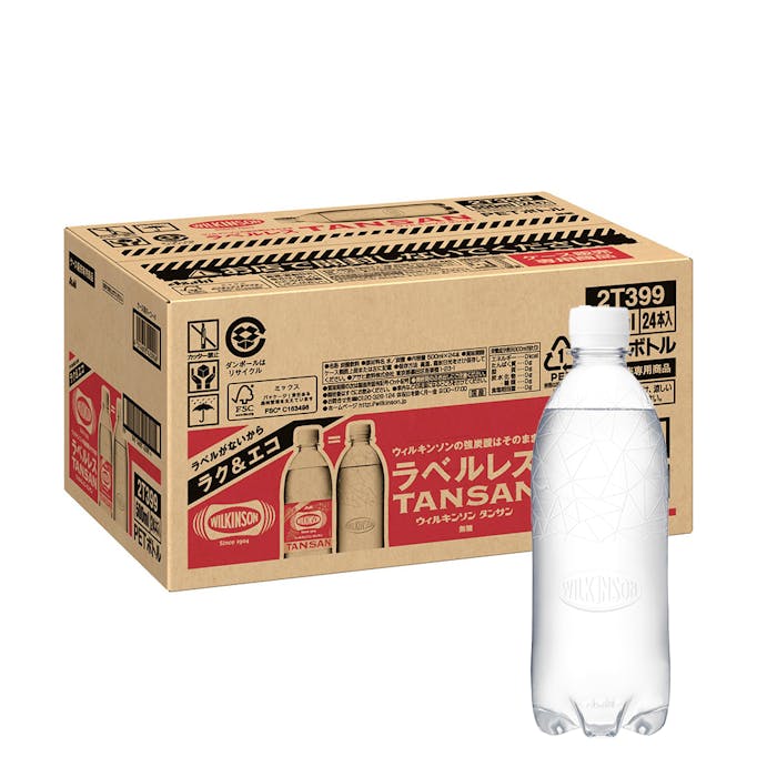 【ケース販売】アサヒ飲料 ウィルキンソン タンサン ラベルレスボトル 500ml×24本