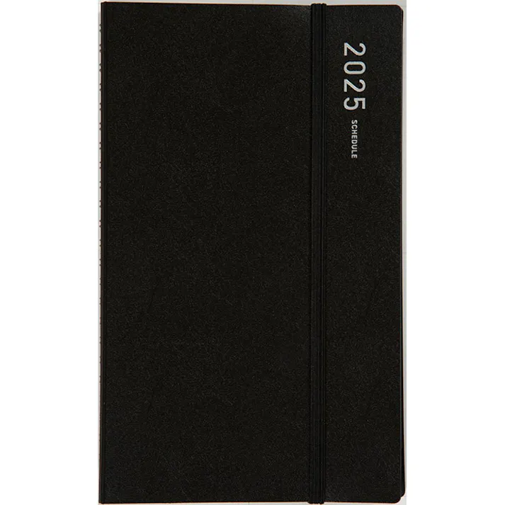 高橋書店 2025年1月始まり リングダイアリー スリム(月間ブロック・レフト) ブラック No.90