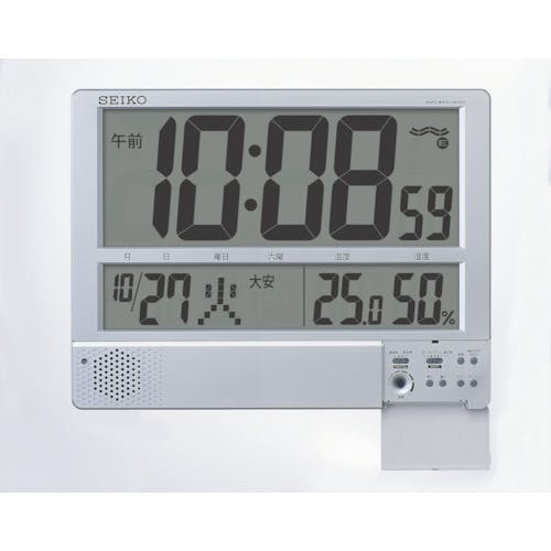 セイコー デジタル電波時計 ホワイト 掛け置き兼用 チャイム・室温計・湿度計 - インテリア小物