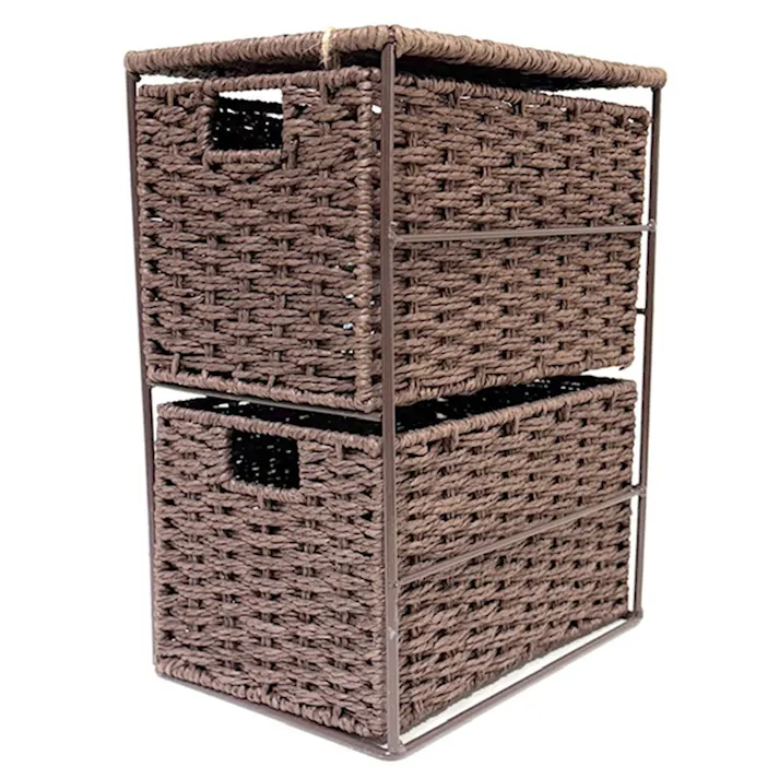 ペーパートイレ収納2段 ブラウン