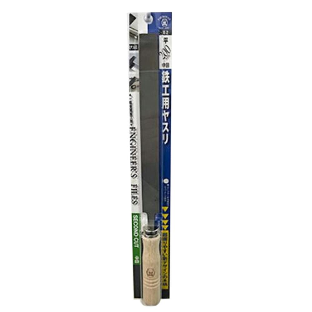 ツボサン 鉄工用ヤスリ 木柄付き 平 中目 木柄付 BP入り 200mm TE-2