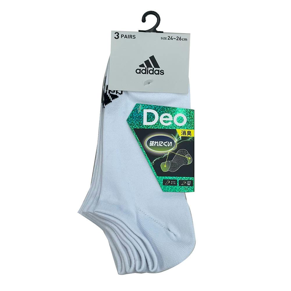 紳士靴下 アディダス 3足組 ロゴ スニーカー丈 26-28cm アソート