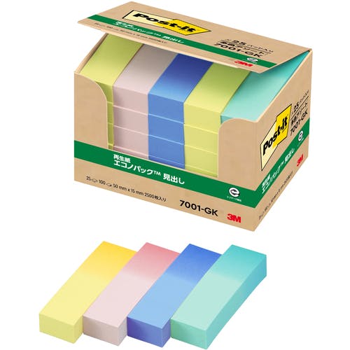 スリーエム ジャパン文具・オフィス事業部 ポスト・イット 50X15mm 100枚X25パッド 4色混色 7001-GK ふせん スリーエム ジャパン文具・オフィス事業部 ポスト・イット 50X15mm 100枚X25パッド 4色混色 7001-GK ふせん