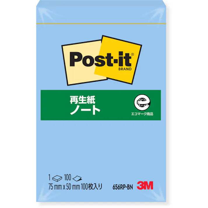 【CAINZ-DASH】スリーエム ジャパンオフィスマーケット販売本部 ポスト・イット 75X50mm 100枚 ブルー 656RP-BN【別送品】