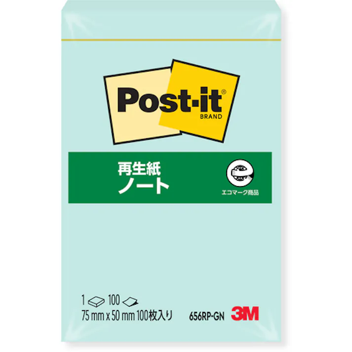 【CAINZ-DASH】スリーエム ジャパン文具・オフィス事業部 ポスト・イット 75X50mm 100枚 グリーン 656RP-GN【別送品】