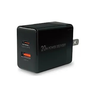 PD対応 AC充電器 20W(C&A) ブラック ACUC-20PDBK