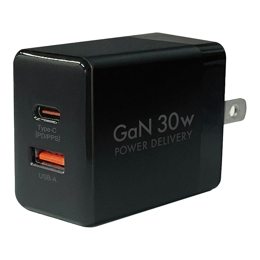 PD対応 AC充電器 30W(C＆A) ブラック