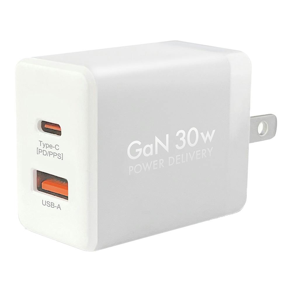 PD対応 AC充電器 30W(C＆A) ホワイト