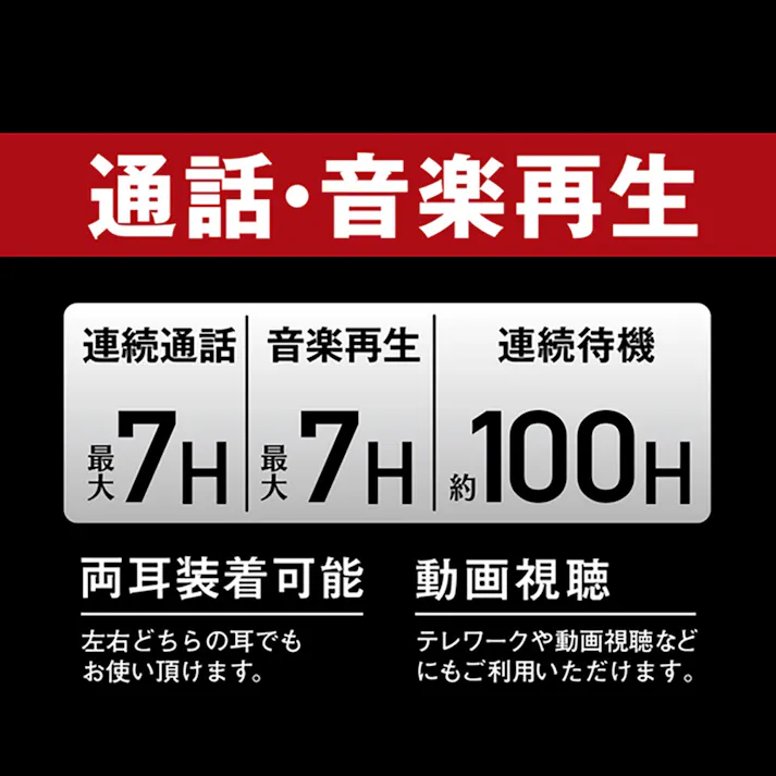 片耳Bluetoothイヤホン Ver5.0 ブラック BT-16BK