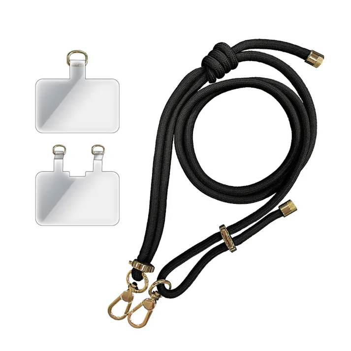 ショルダーネックストラップ 丸紐 ブラック SR-S01BK