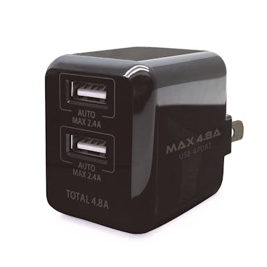 オズマ AC-USB充電器 自動判別機能付き急速充電 4.8A 2PORT ブラック