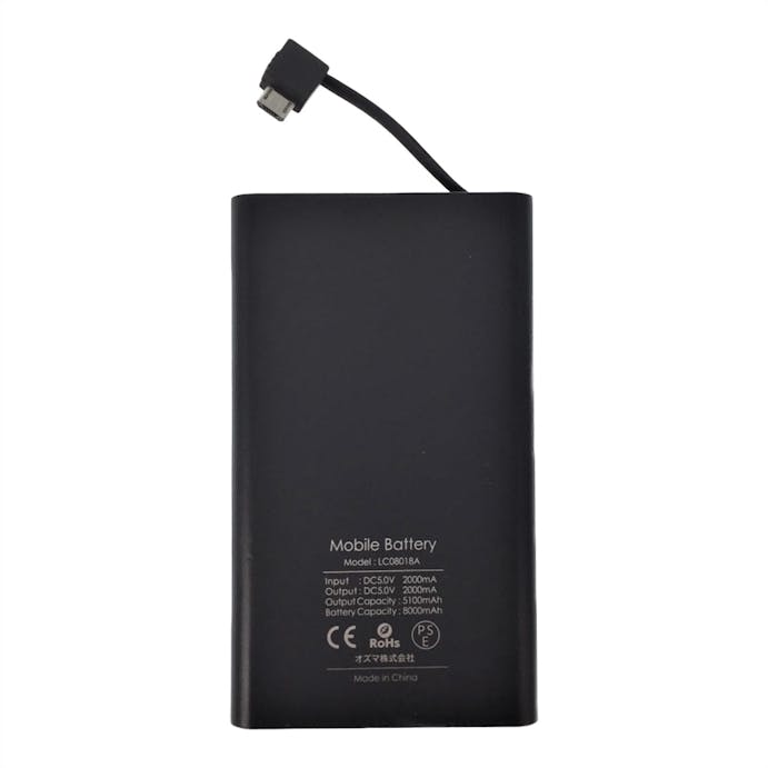 オズマ リチウム充電器 8000mAh PSE認証品 CAZ-LCW80CSBK