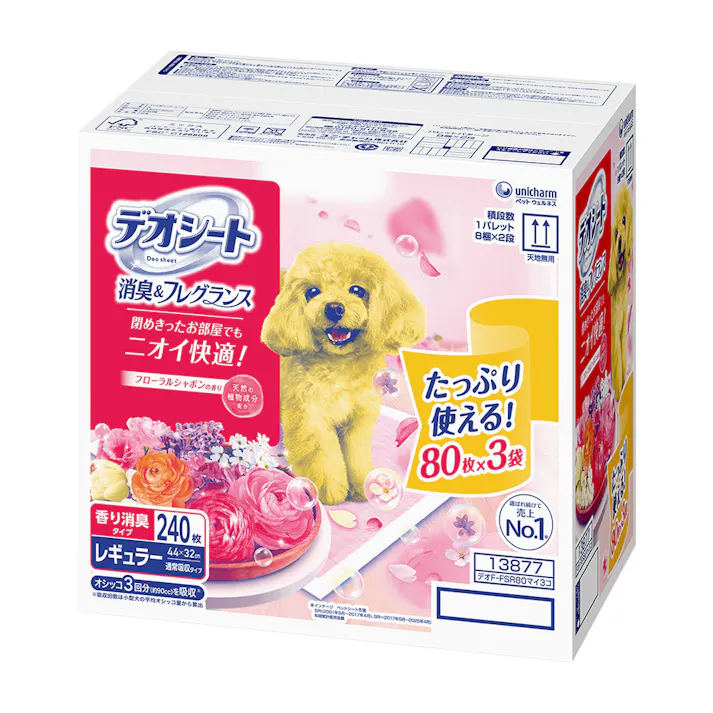 デオシート 消臭フレグランス フローラルシャボンの香り レギュラー 80枚×3個