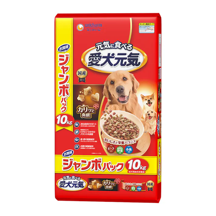 ユニ・チャーム 愛犬元気 ビーフ・緑黄色野菜・小魚入り 10kg