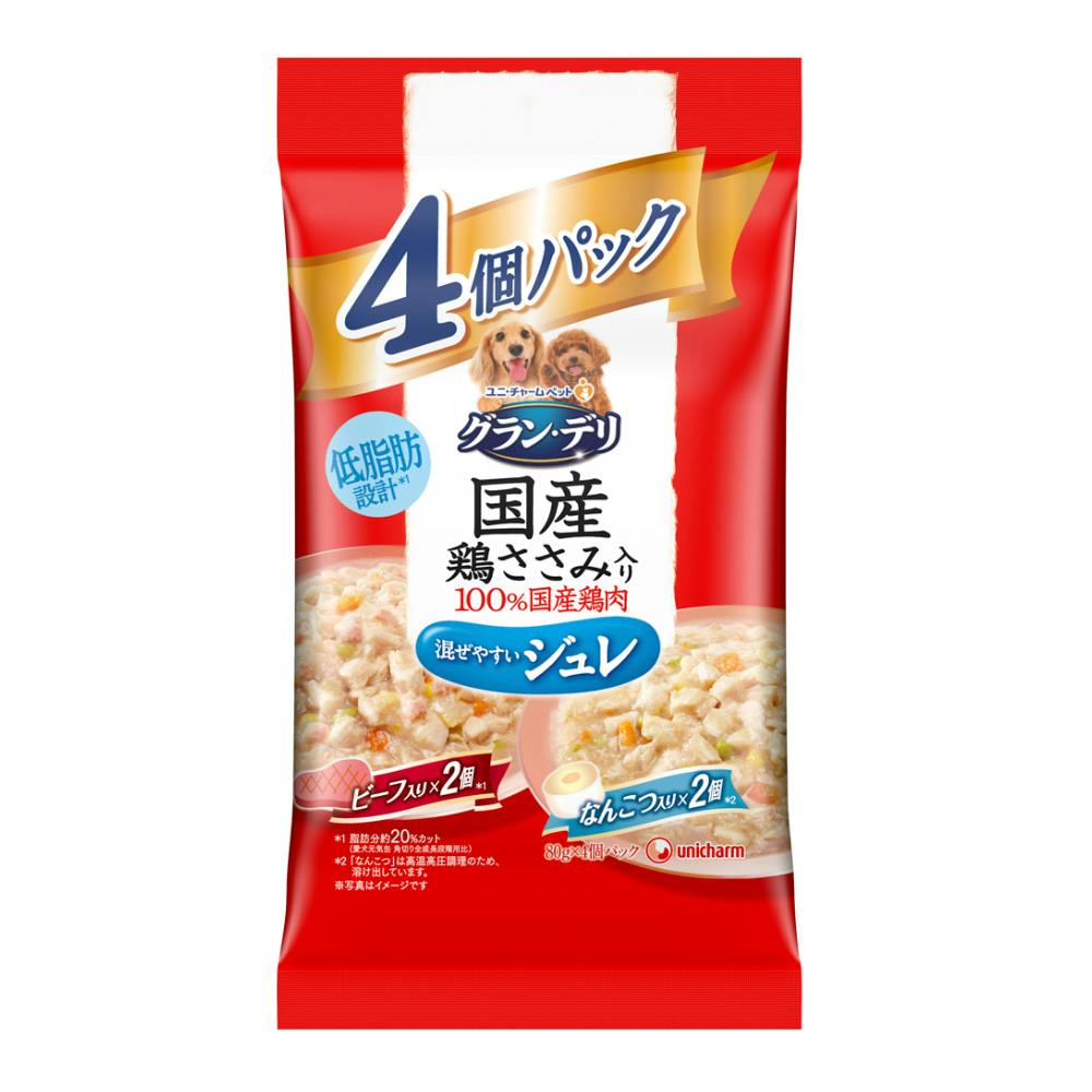 グラン・デリ パウチ 国産ささみジュレ ビーフ・なんこつ入り 80g×4個 犬用ウェットフード(パウチ) グラン・デリ パウチ 国産ささみジュレ ビーフ・なんこつ入り 80g×4個 犬用ウェットフード(パウチ)