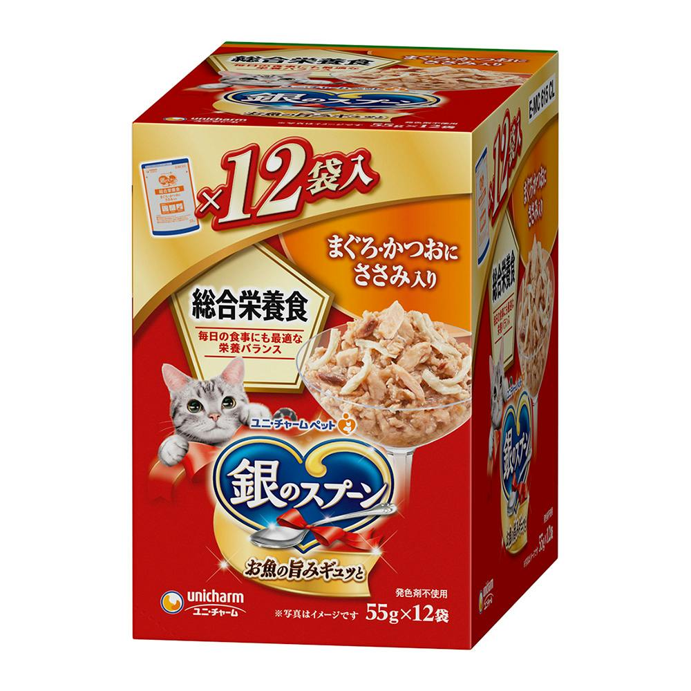 銀のスプーン　パウチ　総合栄養食　55g×12袋詰め合わせ　１０箱　１２０袋 銀のスプーン パウチ まぐろ 60g×12袋入 | ペット用品（猫