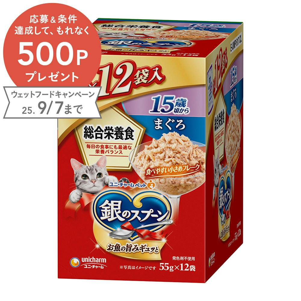 銀のスプーン　パウチ　総合栄養食　55g×12袋詰め合わせ　１０箱　１２０袋 ユニ・チャーム 銀のスプーン パウチ 総合栄養食 15歳頃から