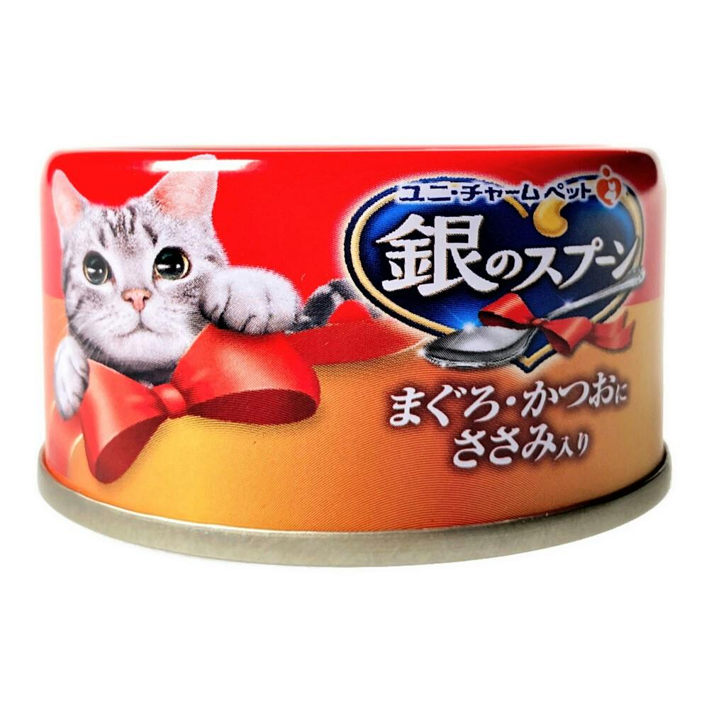 銀のスプーン 缶 まぐろ・かつおにささみ入り 70g | ペット用品（猫