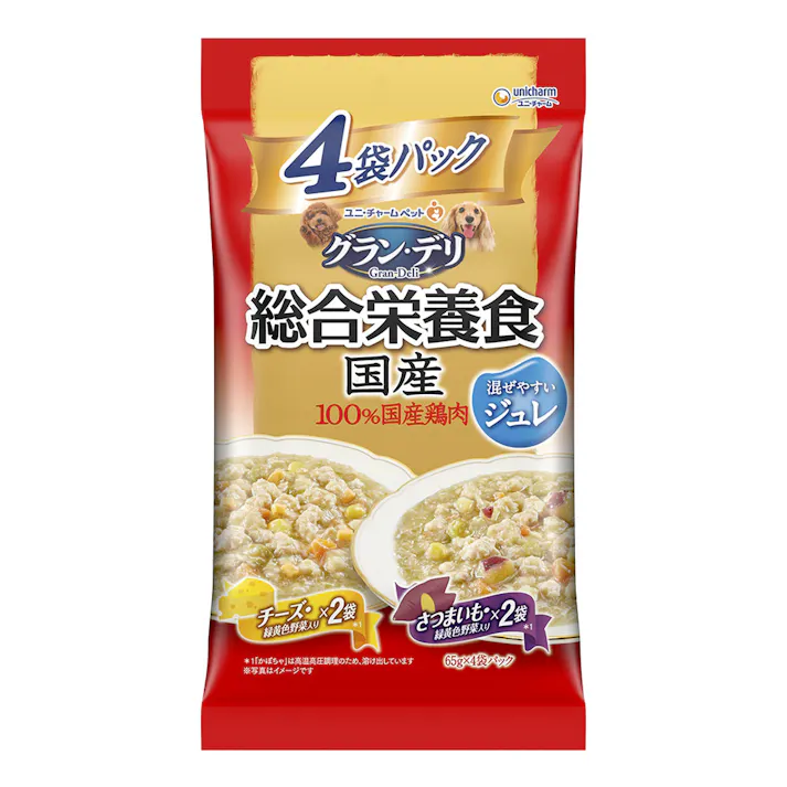 グラン・デリ 総合栄養食 パウチジュレ 成犬 いも・チーズ 65gg×4袋パック