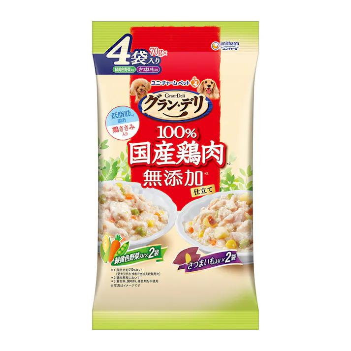 グラン・デリ パウチ 無添加仕立て 成犬用 野菜&さつまいも 70g×4個