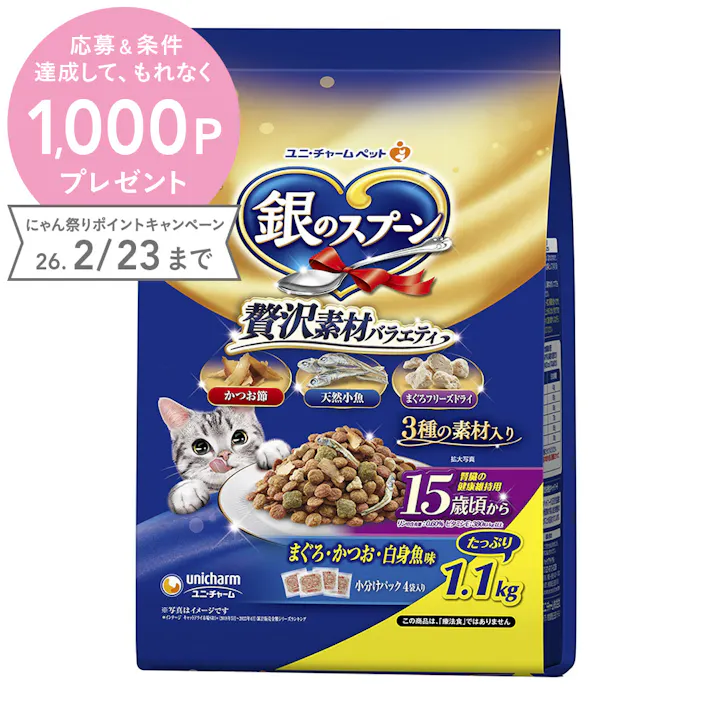銀のスプーン 贅沢素材バラエティ 15歳頃から まぐろ・かつお・白身魚味 1.1kg