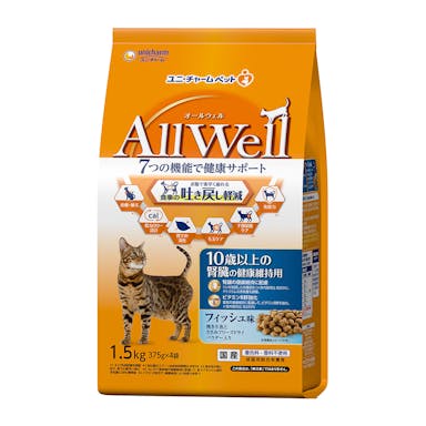 Allwell 食事の吐き戻し軽減 10歳以上 腎臓の健康維持用フィッシュ味 1.5kg