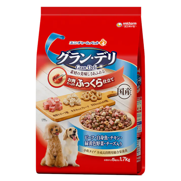 グラン・デリ ふっくら仕立て ビーフ・白身魚・チキン・緑黄色野菜・チーズ入り 1.7kg