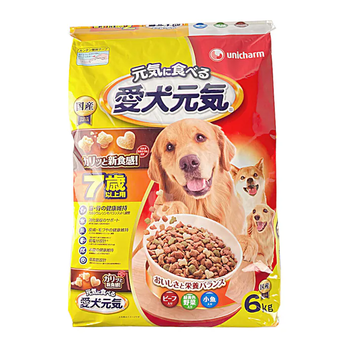 愛犬元気 7歳以上用 ビーフ・緑黄色野菜・小魚入り 6kg
