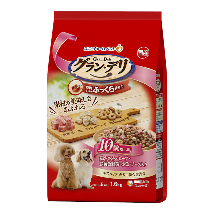 グラン・デリ ふっくら仕立て 10歳以上用 鶏ささみ・ビーフ・緑黄色野菜・小魚・チーズ入り 1.6kg