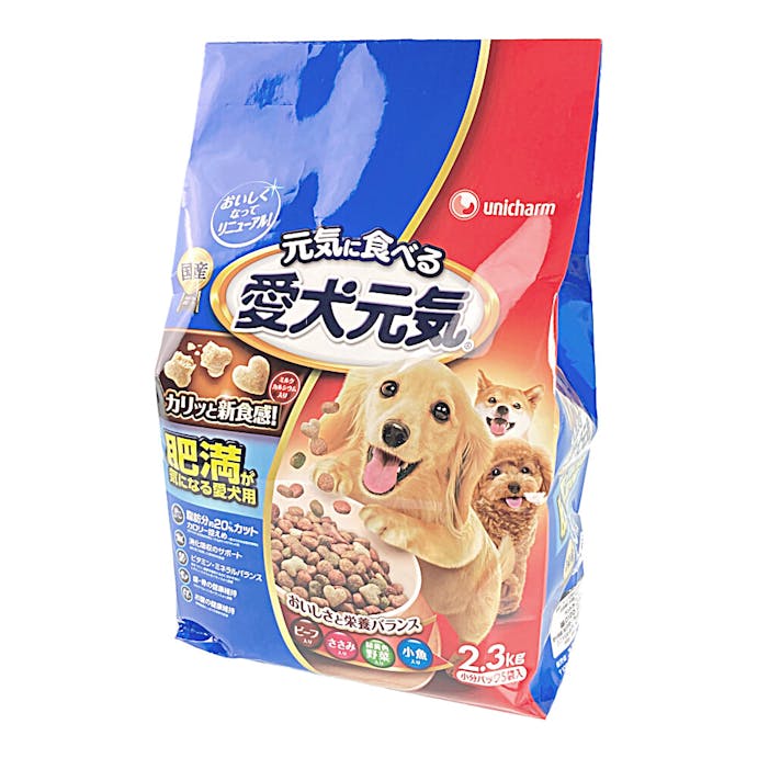 愛犬元気 肥満が気になる愛犬用 ビーフ・ささみ・野菜・小魚入り 2.3kg