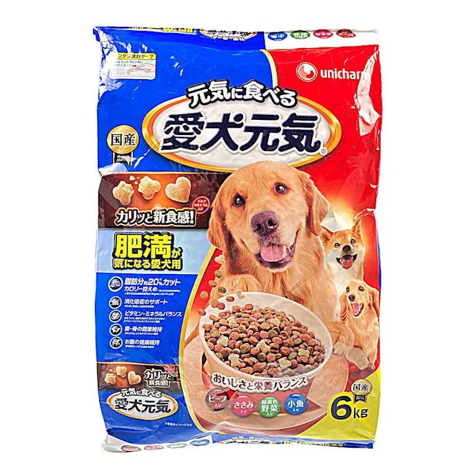 愛犬元気 肥満が気になる愛犬用 ビーフ・ささみ・野菜・小魚入り 6kg