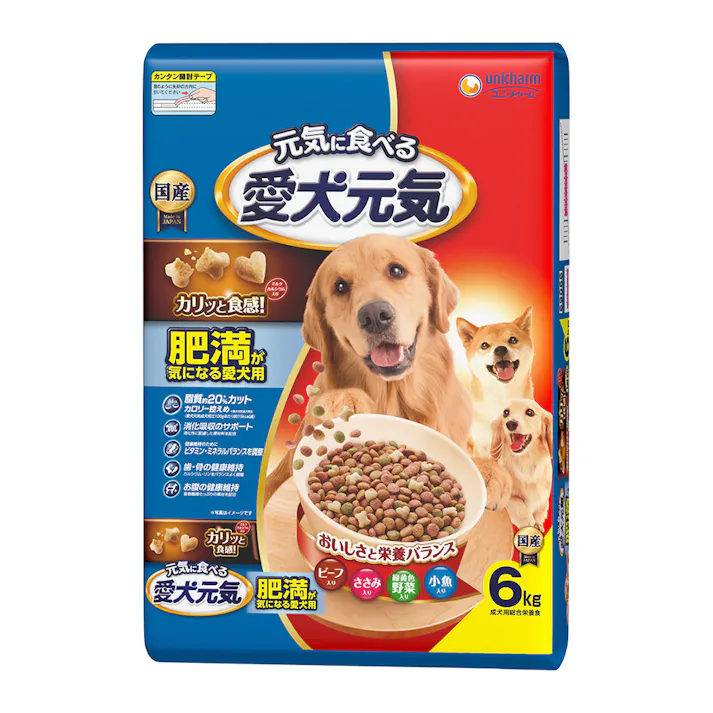 愛犬元気 肥満が気になる愛犬用 ビーフ・ささみ・野菜・小魚入り 6kg