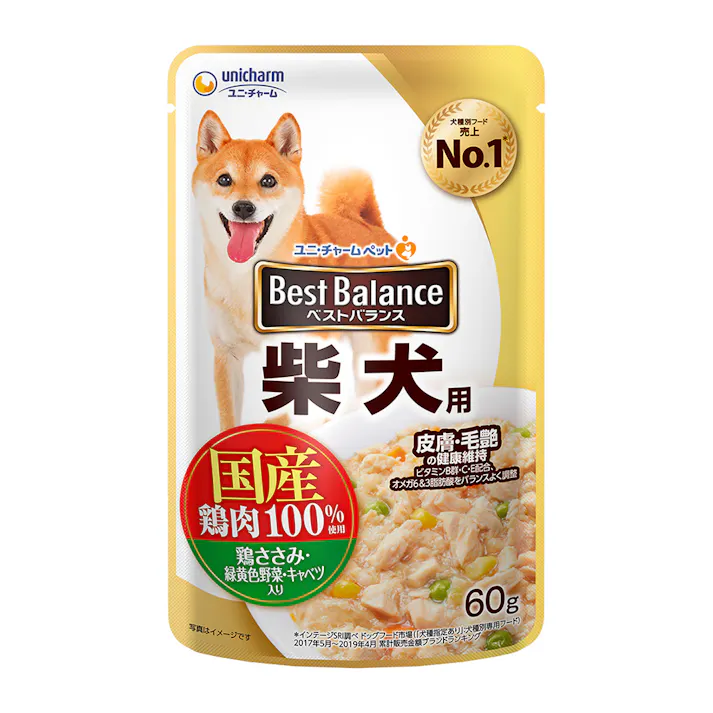 ベストバランス国産鶏ささみパウチ柴犬用60g