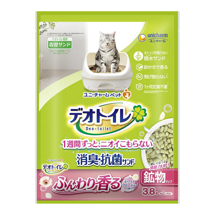 ユニ・チャーム デオトイレ ふんわり香る 消臭抗菌サンド 3.8L ホワイトフローラルの香り