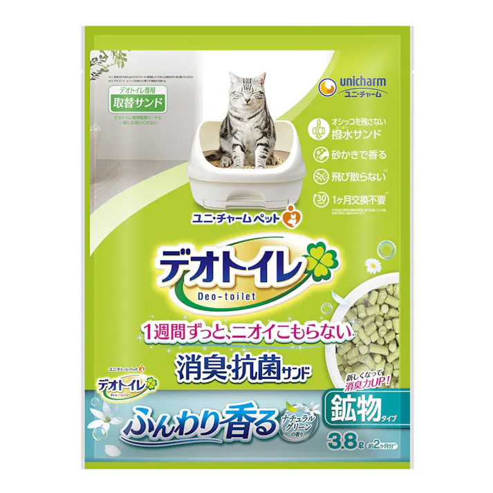 ユニ・チャーム デオトイレ ふんわり香る 消臭・抗菌サンド 3.8L ナチュラルグリーンの香り